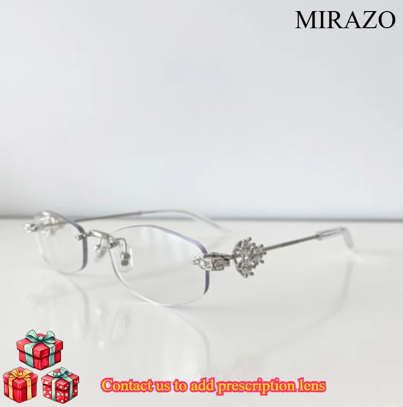 2025 New Gm Frameless Polygon Irregular Design Glasses Frame for Women Diamond-studded Personality Plain Ultra-light Glasses