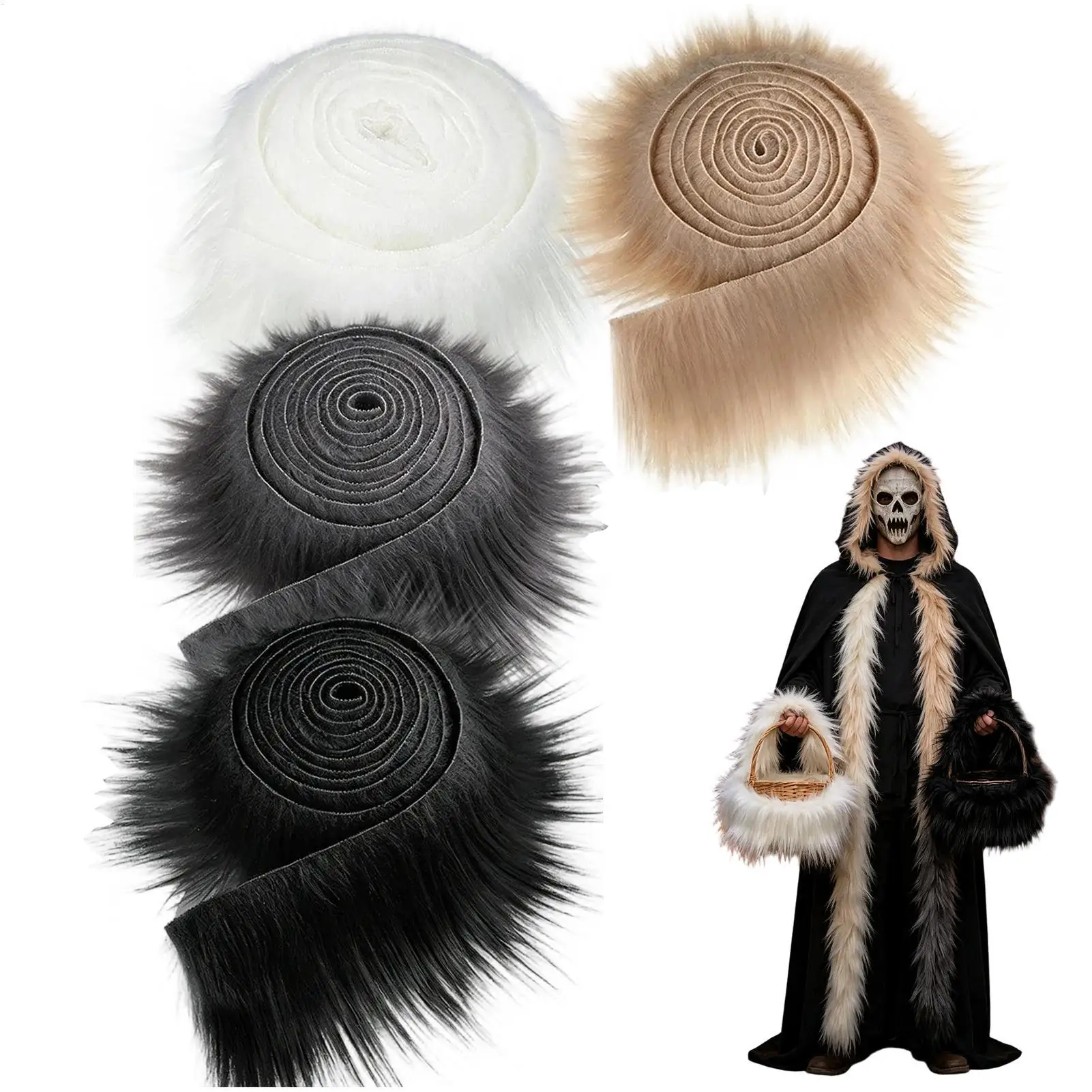 Clothing Decorative Strips Muiltcolor Long Plush 4pcs Winter Soft DIY Costume Faux Plush Ribbon Tape  For Home Decoration