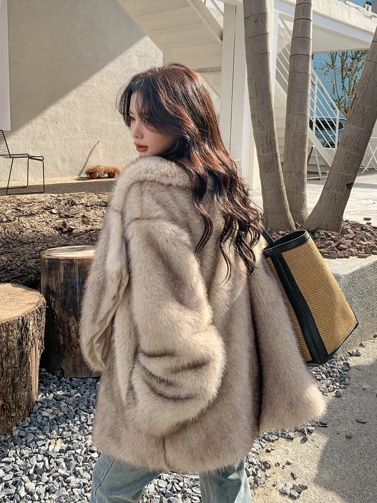 ZADORIN Winter Clothes Women 2024 Luxury Fluffy Fox Fur Faux Coat Women Faux Fur Jacket Vintage Chic Loose Fur Coats Outerwears