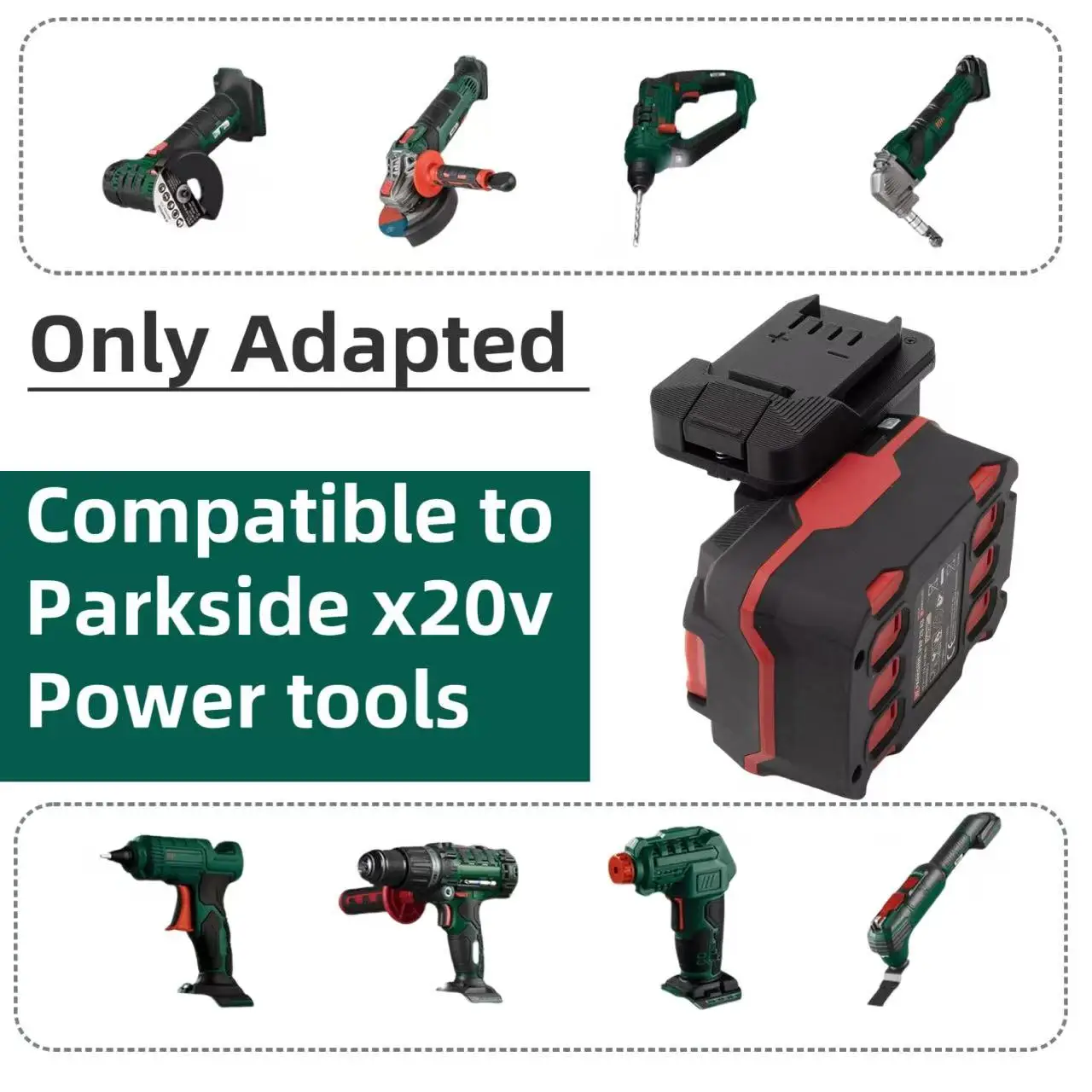 파크사이드, 밀워키, 오지토 배터리 및 공구 18v용 듀얼 배터리 어댑터 - 3Dominion 제작