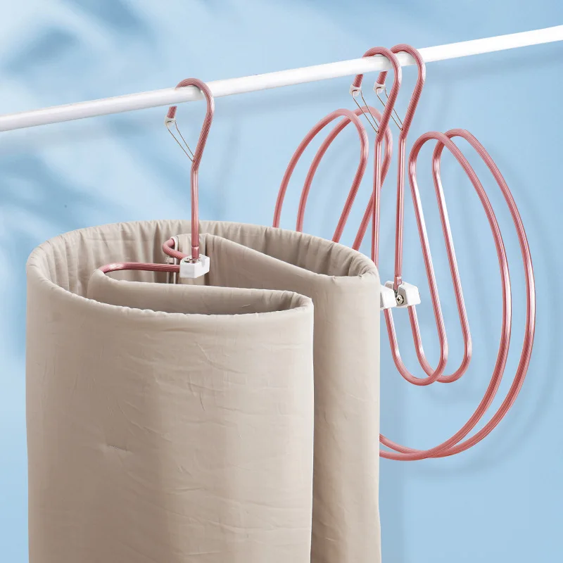 

Balcony quilt drying artifact bay window quilt cover windproof spiral heart-shaped hanger quilt drying bed sheet drying rack