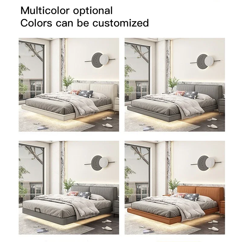 Leder weiße Betten minimalist ische Wohn möbel Queen-Bett-Rahmen kleine Wohnung nordischen Schlafzimmer-Set