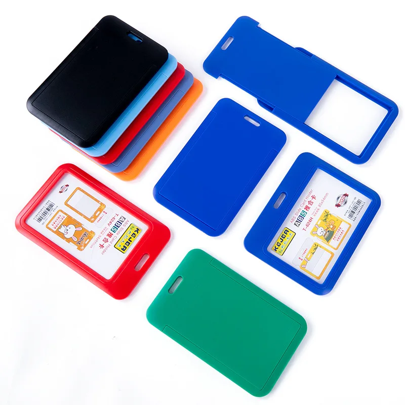 2pcs/set ABS Plastic Working Permit Case Exhibition ID Card Holder Pass Work Card Cover Case Slide Shell Badge Holder for Staff