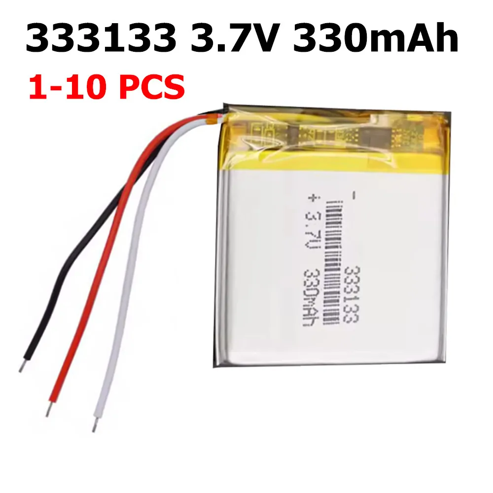 1-10pcs 333133 3.7V 330mAh Thermistor NTC 3 Wires Polymer Lipo Battery For GPS Driving Recorder Car Camera Bluetooth Speaker