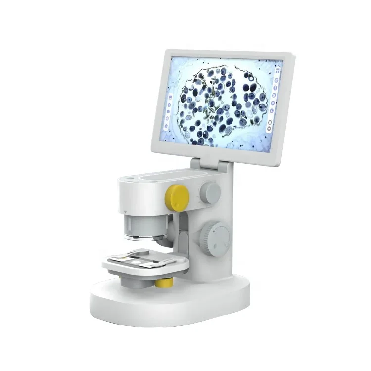 Factory 9 inch LCD touch screen lab microscope 3 microscope objective 100X 600X 1200X coin microscope