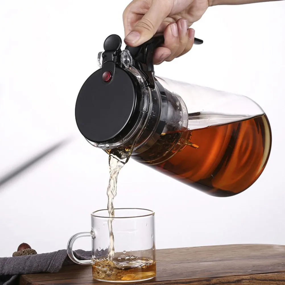 500Ml Heat Resistant Glass Teapot with Drain Mechanism for Easy Cleaning Ideal for Herbal Flower Craft Black Tea
