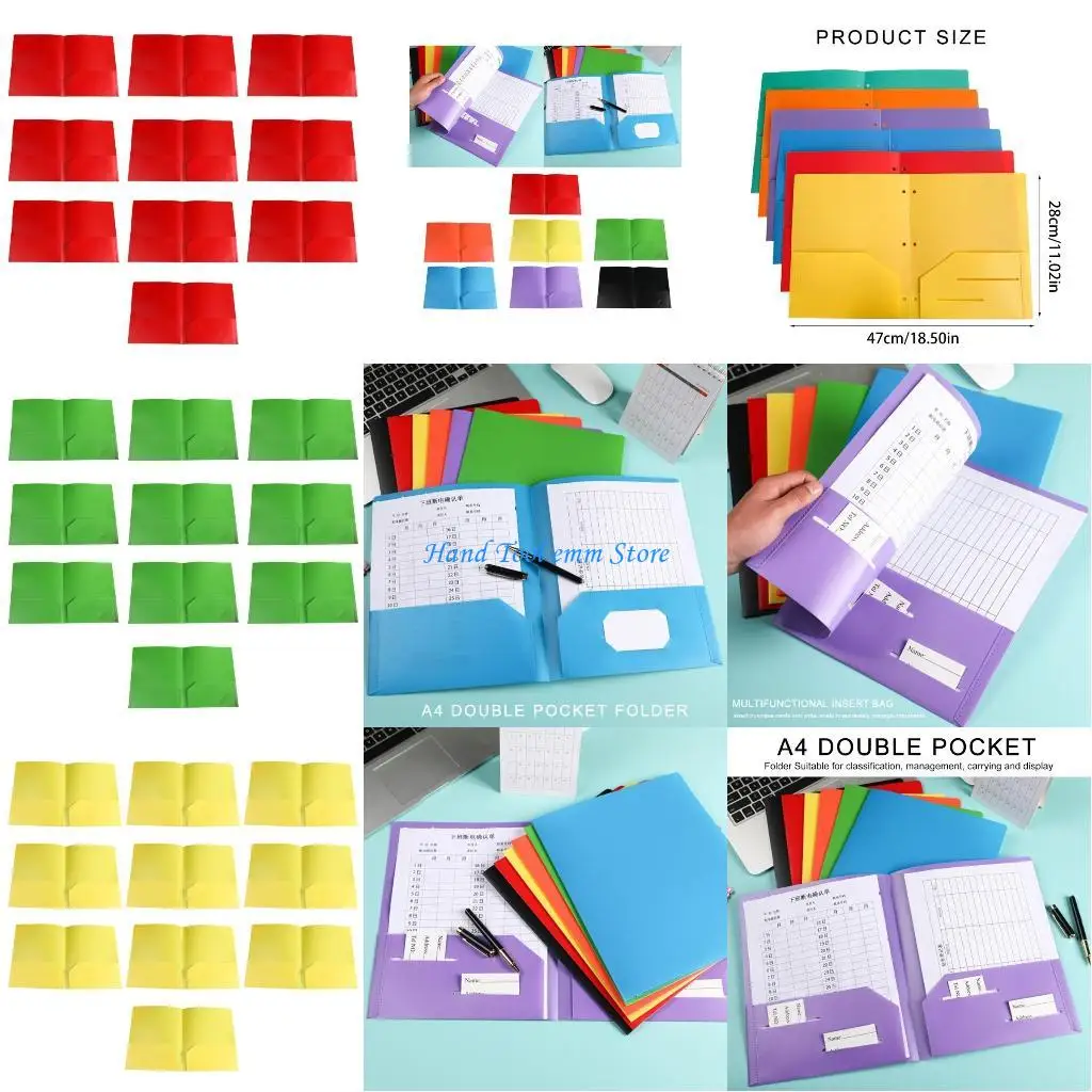 

H37F 10 Pcs/Set Multifunctional Folders File Folders with Pockets Two Pocket Folders
