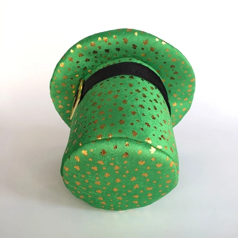 Green Hat for Saint Patrick Day Festival Decor Irish National Day Flat Top Hat Party Supplies Holiday Accessories Bowtie