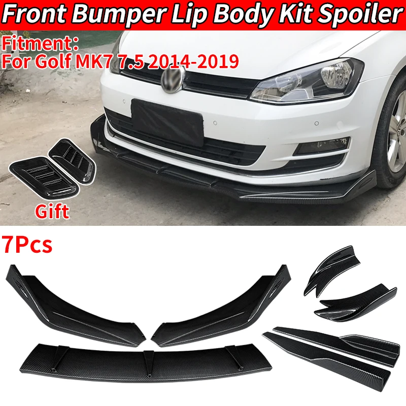 

For Golf MK7 7.5 2014-2019 Accessories For The Car Front Bumper Splitters Lip Body Kit Spoiler Side Skirts Rear Wrap Angle ABS