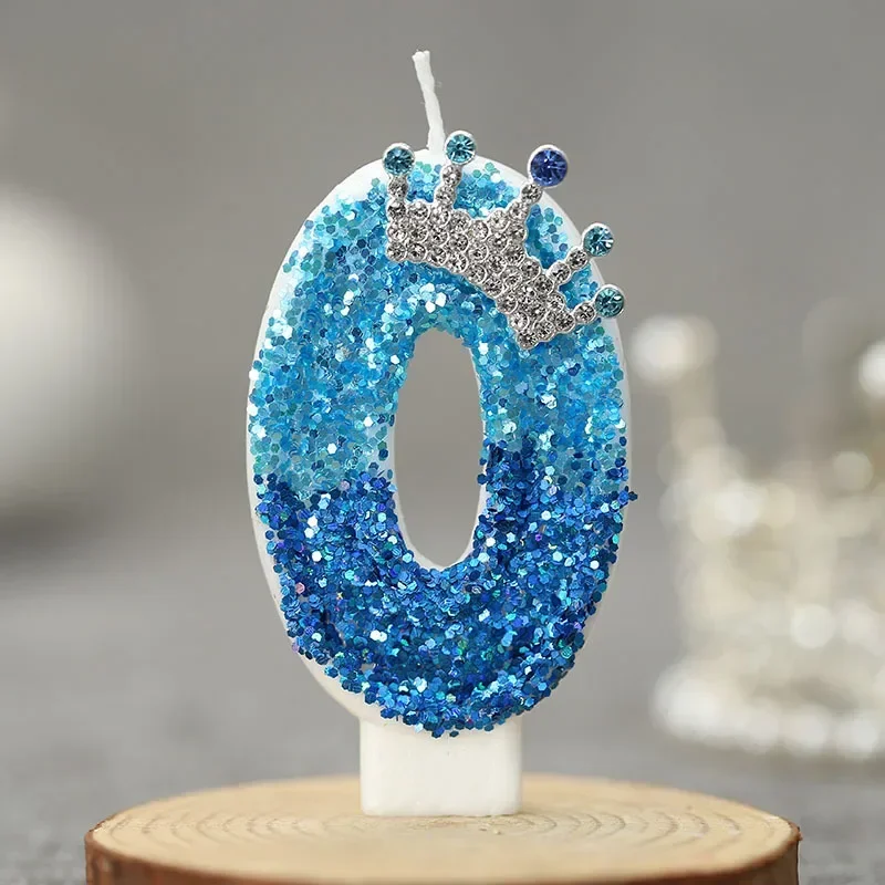 Blaue Krone 0, 1, 2, 3, 4, 5, 6, 7, 8, 9 Zahlen Kuchen Kerzen Geburtstag Zahl Kerzen Geburtstag Hochzeit Party Kuchen Topper Dekor