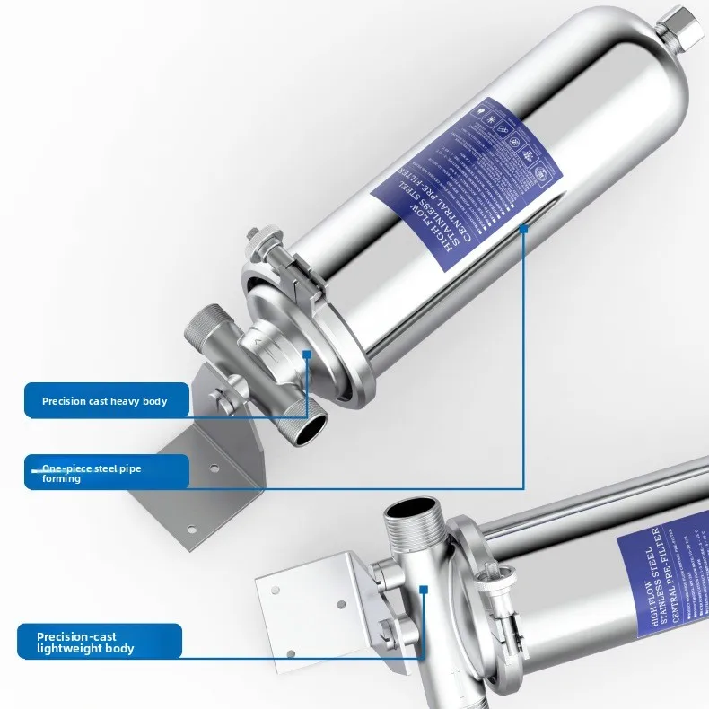 Stainless Steel Whole House Water Purifier Household Outdoor Large Flow Tap Water Rural Well Water Filter Sediment Self-built