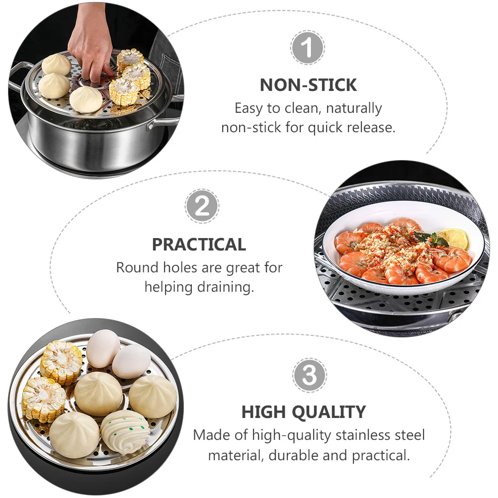 

2Pcs Stainless Steel Pressure Cooker Canner Rack Steamer Rack Stackable Round Hole Canning Tool Soup Pot Stand