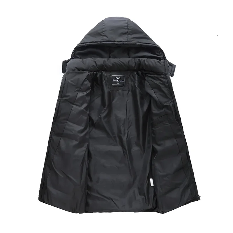 Men New Autumn Winter Warm Puffer Down Jacket Hooded Coat  Detachable Hat Ultralight Coat 2023 Spring Winter Size 3XL