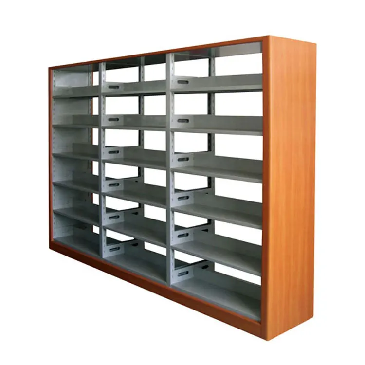 

School Library Furniture Wrought Iron Bookshelf Wood Protect Steel Bookshelf