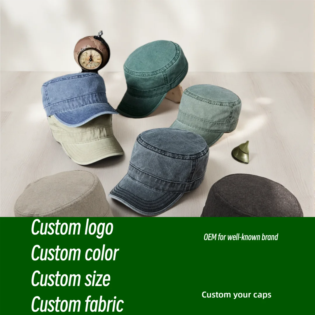 

2025 New Seasonal 100% Cotton Retro Large Circumference Beret for Men and Women Military Cap Trendy cowboy Army hat denim