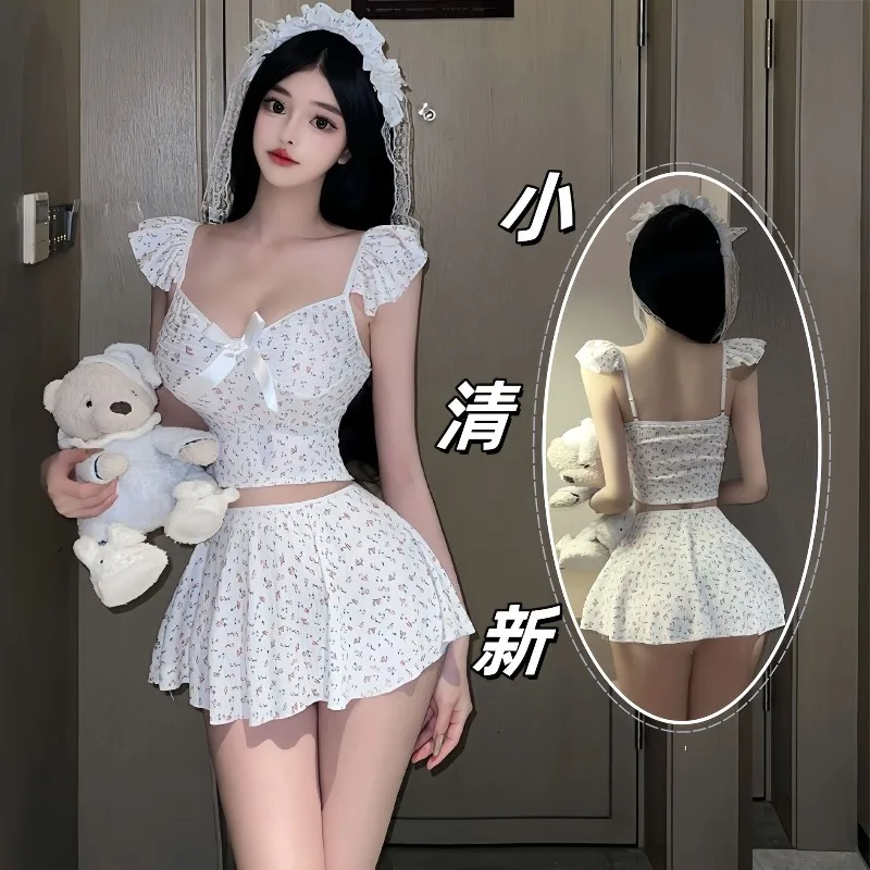 

Anime Maid Dress Sexy Cosplay Lingerie Set Costumes Servant Uniform Lolita Exotic Lace See Through Dress Couple Flirting Uniform