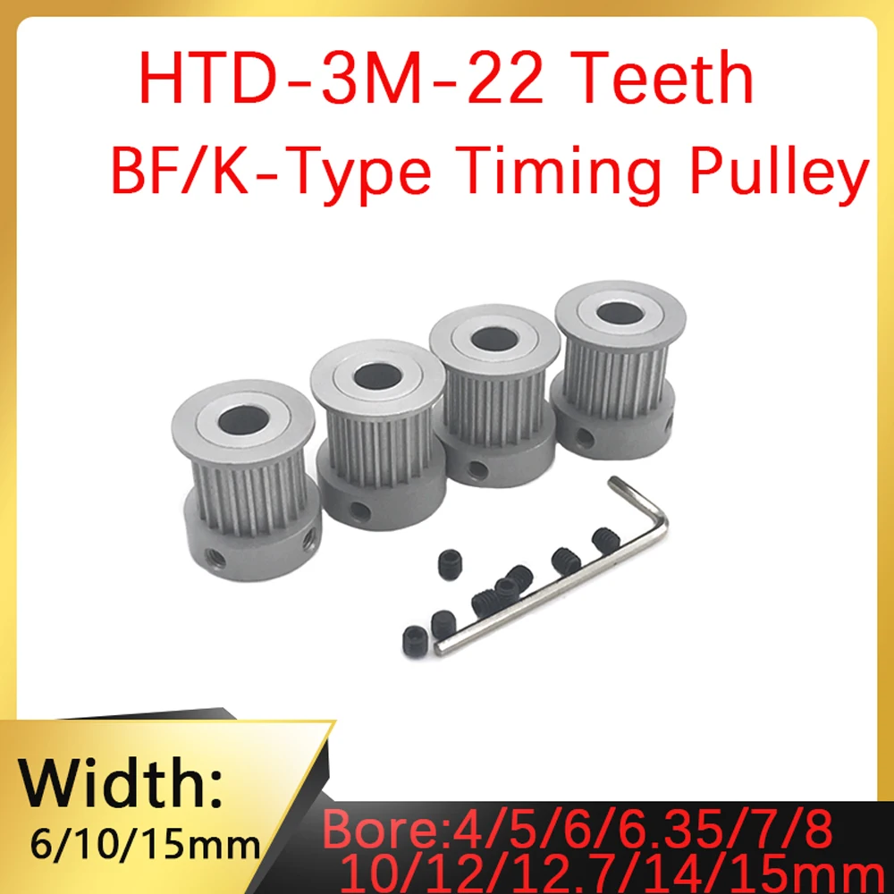 

HTD3M Synchronous Pulley With 22 Teeth BF/K hole Diameter 4/5/6/6.35/7/8/10/12/12.7/14/15mm Width 6/10/15mm 3GT Timing Pulley