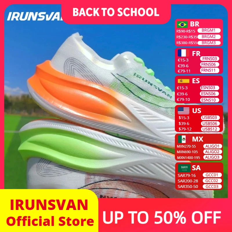 IRUNSVAN Nylon Carbon Plate Professional Marathon Running Racing Shoes for Man Light Rebound Track Field Women Sneakers  