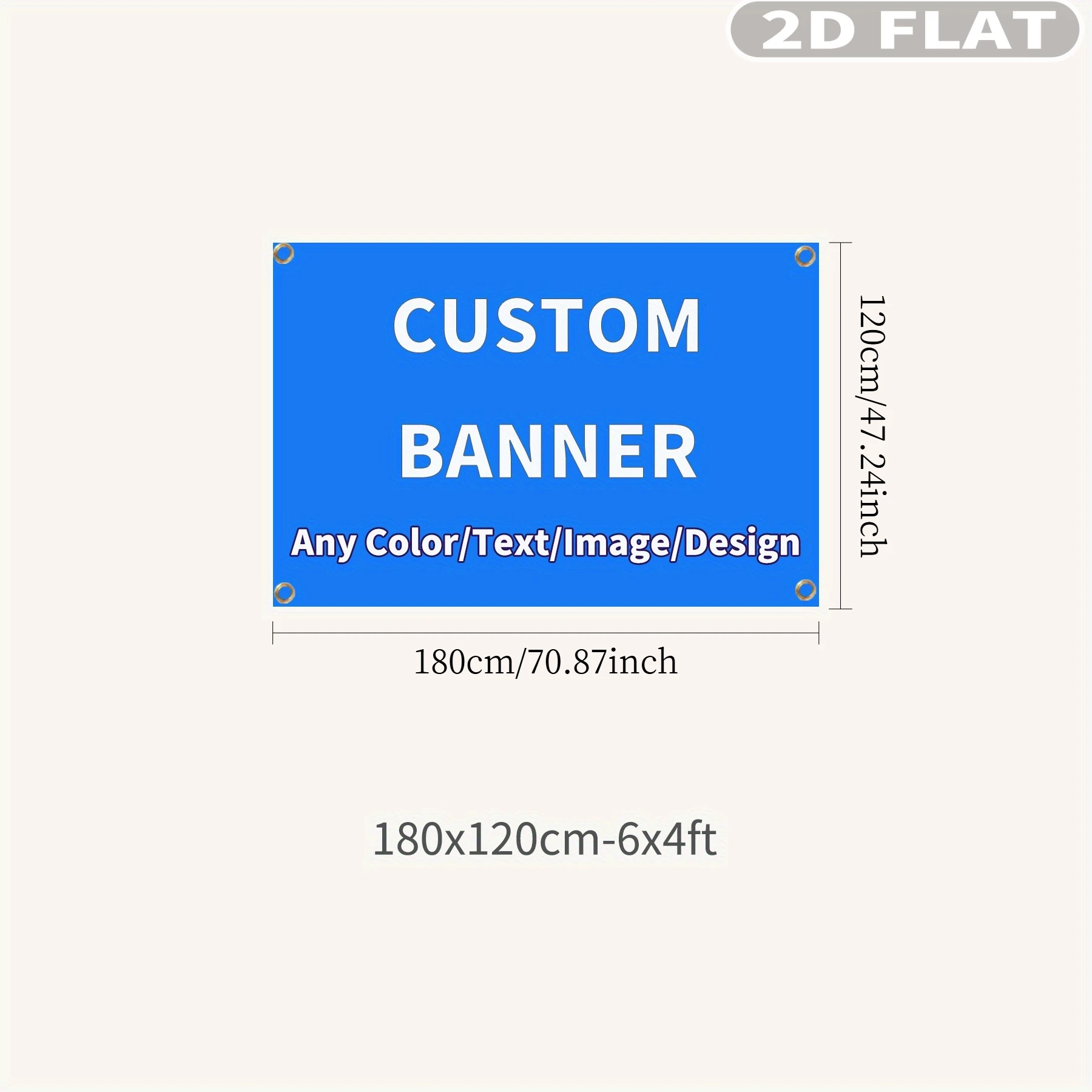 1 Stück 2D FLACHES Individuelles Polyester-Banner für Innen- & Außendekoration - mit 4 Metallösen, Viele Größen, Perfekt für Heimdekoration