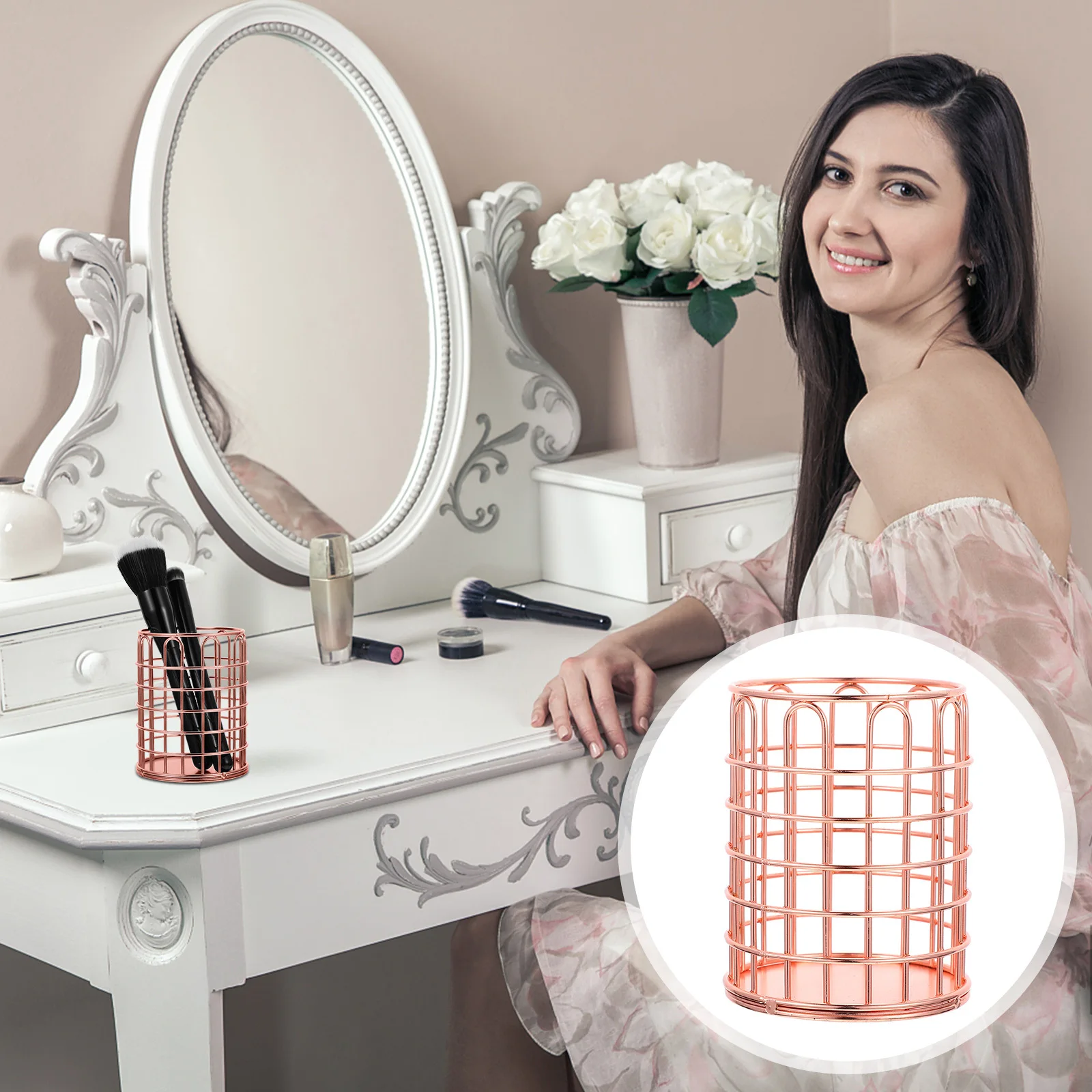 

1Pcs Brush Storage Box Makeup Brush Holder Desktop Organizer Compact Design for Home Dormitory Stationery Pen Holder