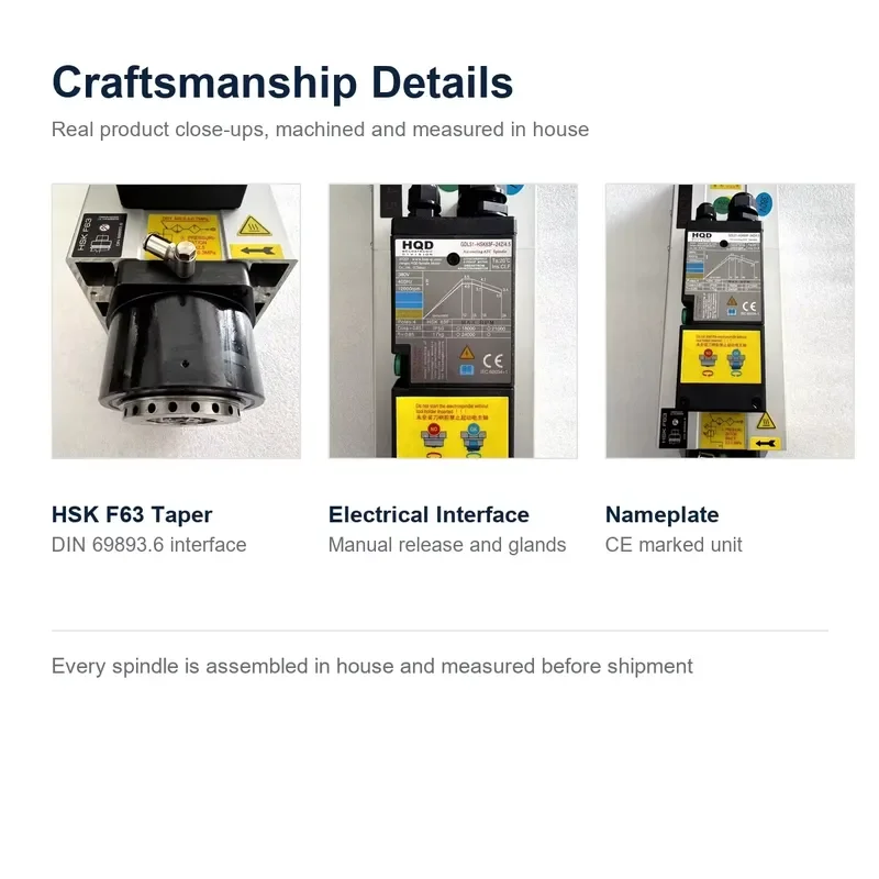 4.5kW Air Cooled ATC Spindle Motor HSK63F 24000rpm Automatic Tool Change CNC Router Spindle for Woodworking