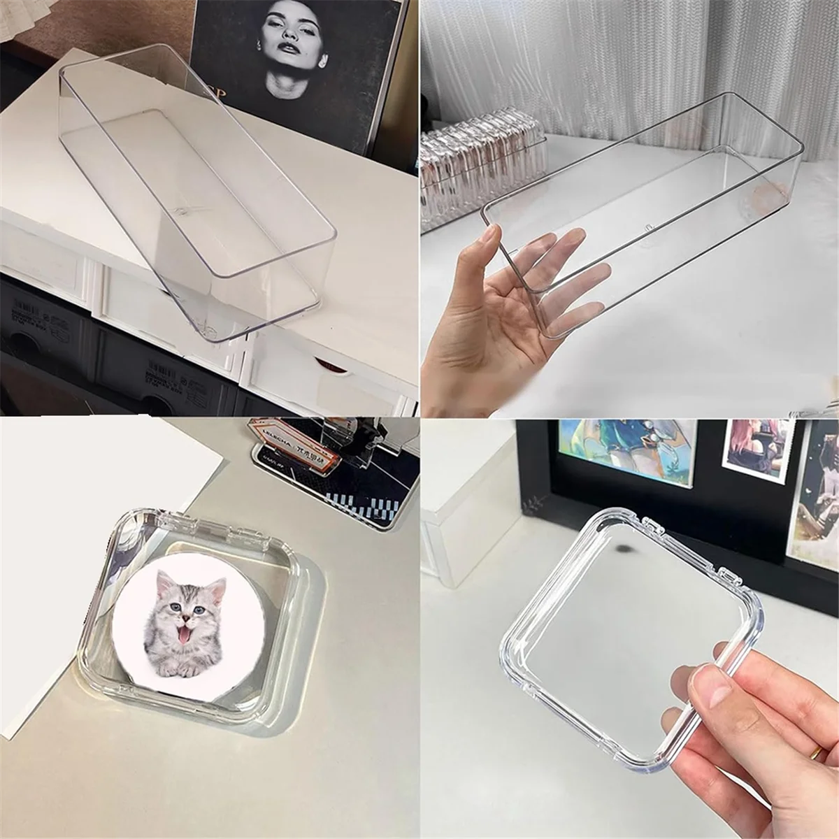 Abjs caixa de organização de pulseira acrílica de grande capacidade, pulseira prática, vitrine de joias para entusiastas de joias, pequena