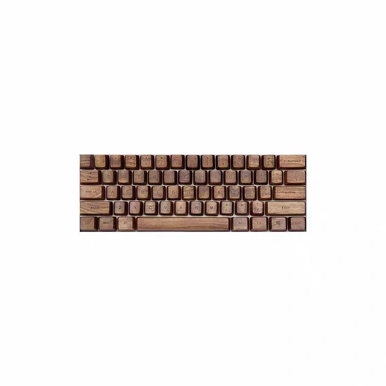 Wooden keycaps with laser engraving process, OEM, made of high-quality walnut, rosewood and beech wood.