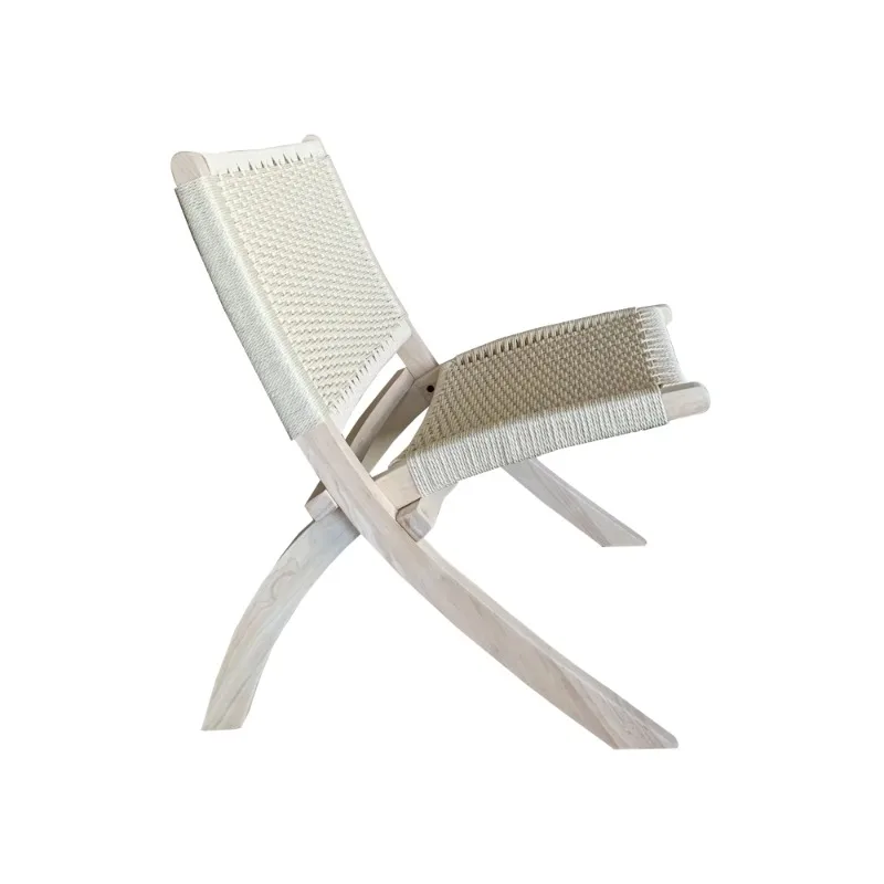 Modern simple solid wood outdoor indoor wooden lounge dining chair paper woven rope chair