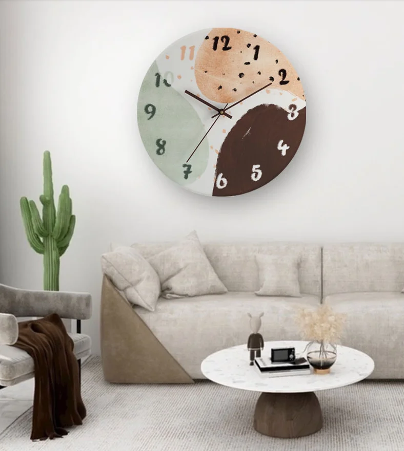 Abstract ink printing wall clock modern art silent quartz clock watercolor painting home decoration wall clock