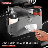 Car Back Seat Organizer Storage Bag with Foldable Table Tray Tablet Holder Tissue Box Auto Back Seat Bag Protector Accessories