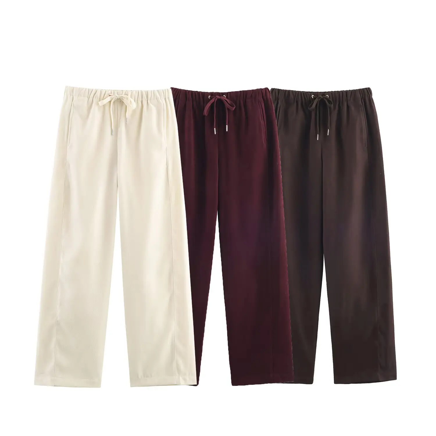 ملابس نسائية جديدة لعام 2025: بنطال كاجوال عالي الخصر على الطراز الأوروبي والأمريكي بلون سادة وواسع الساق #1