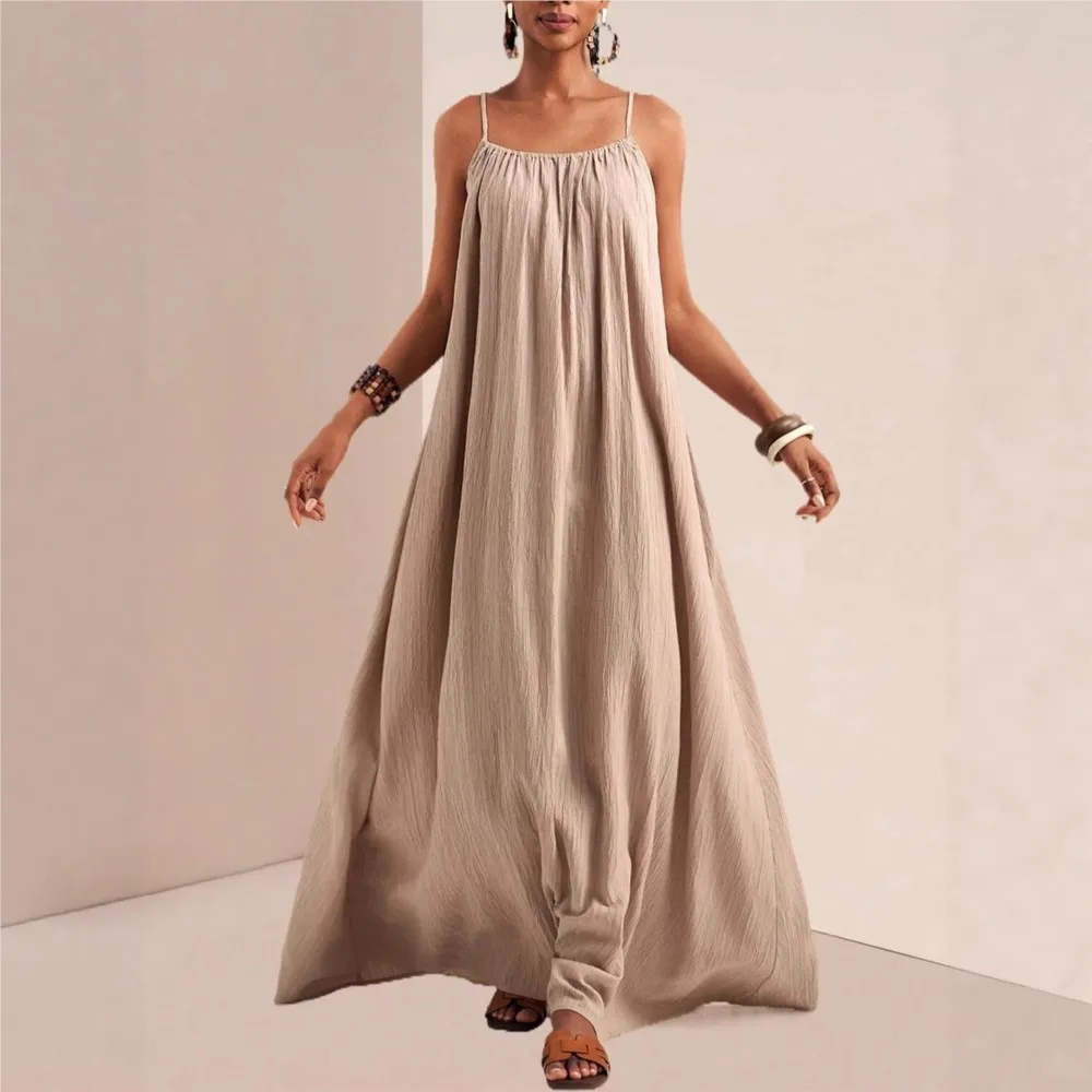 

Elegant Solid Color Suspender Dress Summer Women's Fashion Casual Loose Sleeveless Suspender Dress Vestidos De Fiesta Elegantes