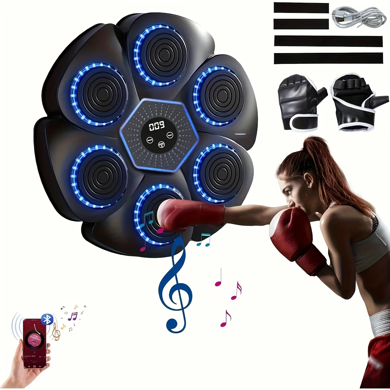 

Wall Mounted Boxing Training Machine Smart Electronic Boxing Trainer Set with Gloves Perfect for Home Gym Indoor Workout Fitness