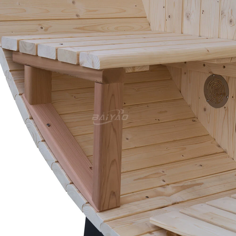 Baiyao جديد حجم مخصص غرف الساونا الحديثة خشب متين الأرز الأحمر التقليدية في الهواء الطلق هامام ساونا سخان روك برميل كابيك #6