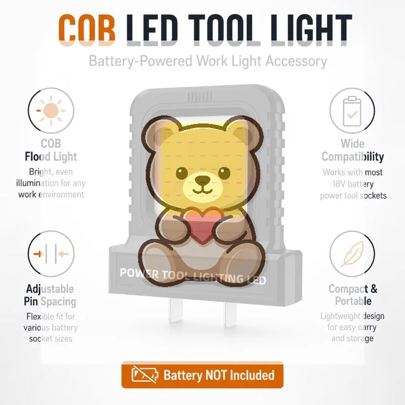 21V Power Tool Accessory High Brightness Work Light for Lithium Battery Case Industrial Maintenance Garage Use