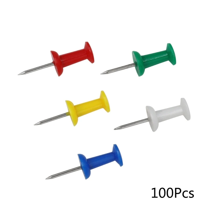100Pcs Drawing Pins for Pin Board Thumb Tacks with Plastic Heads & Steel Points Dropship