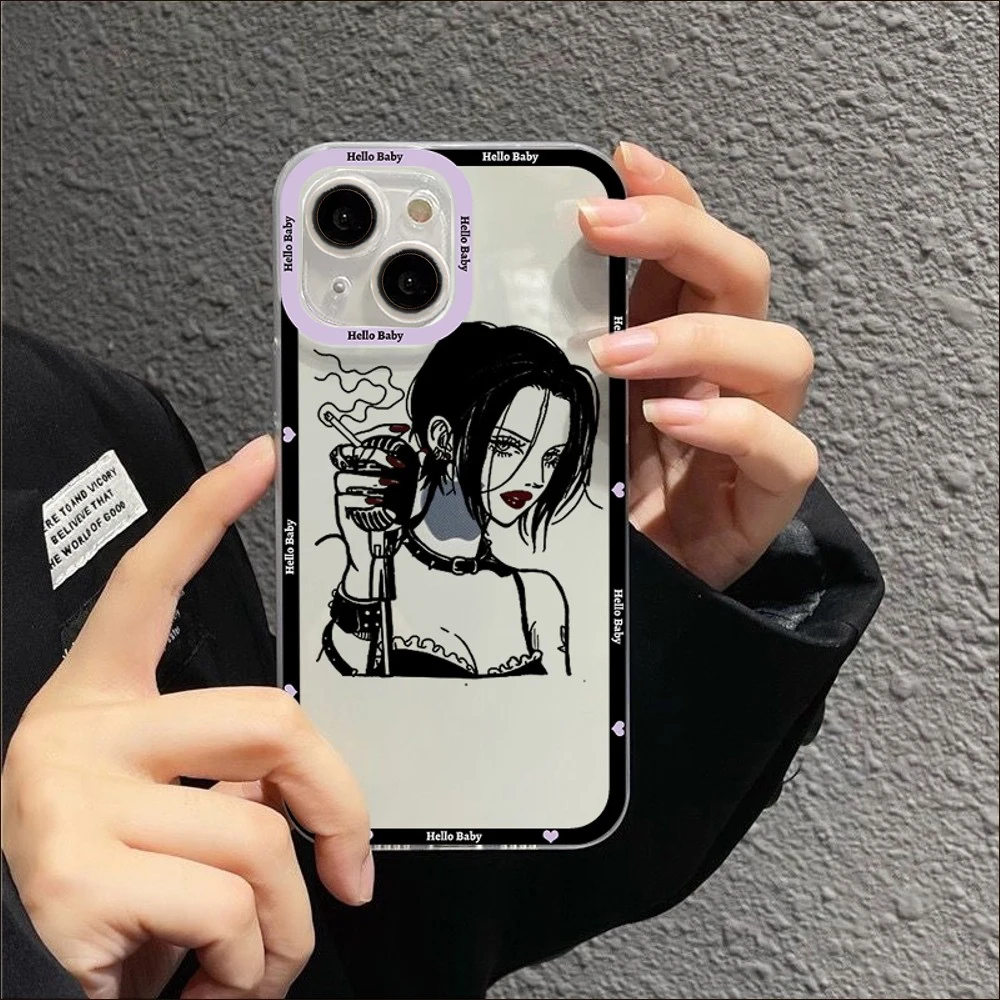 Cute Japanese Anime Nana Osaki Phone Case For iPhone 15 14 13 12 11 Pro Max XSMAX X XR 15Plus Luxury Clear Angel eyes Soft Cover