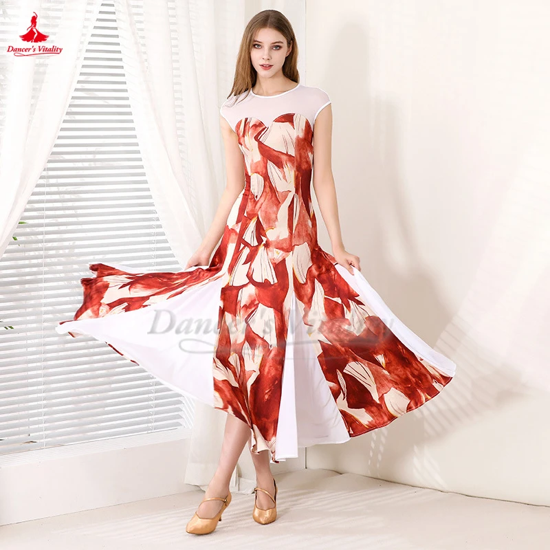 

Взрослые современные социальные танцы с короткими рукавами, два цвета, большие свободные платья, вальс, фокстрот, квикстеп, танго, профессиональная тренировочная одежда