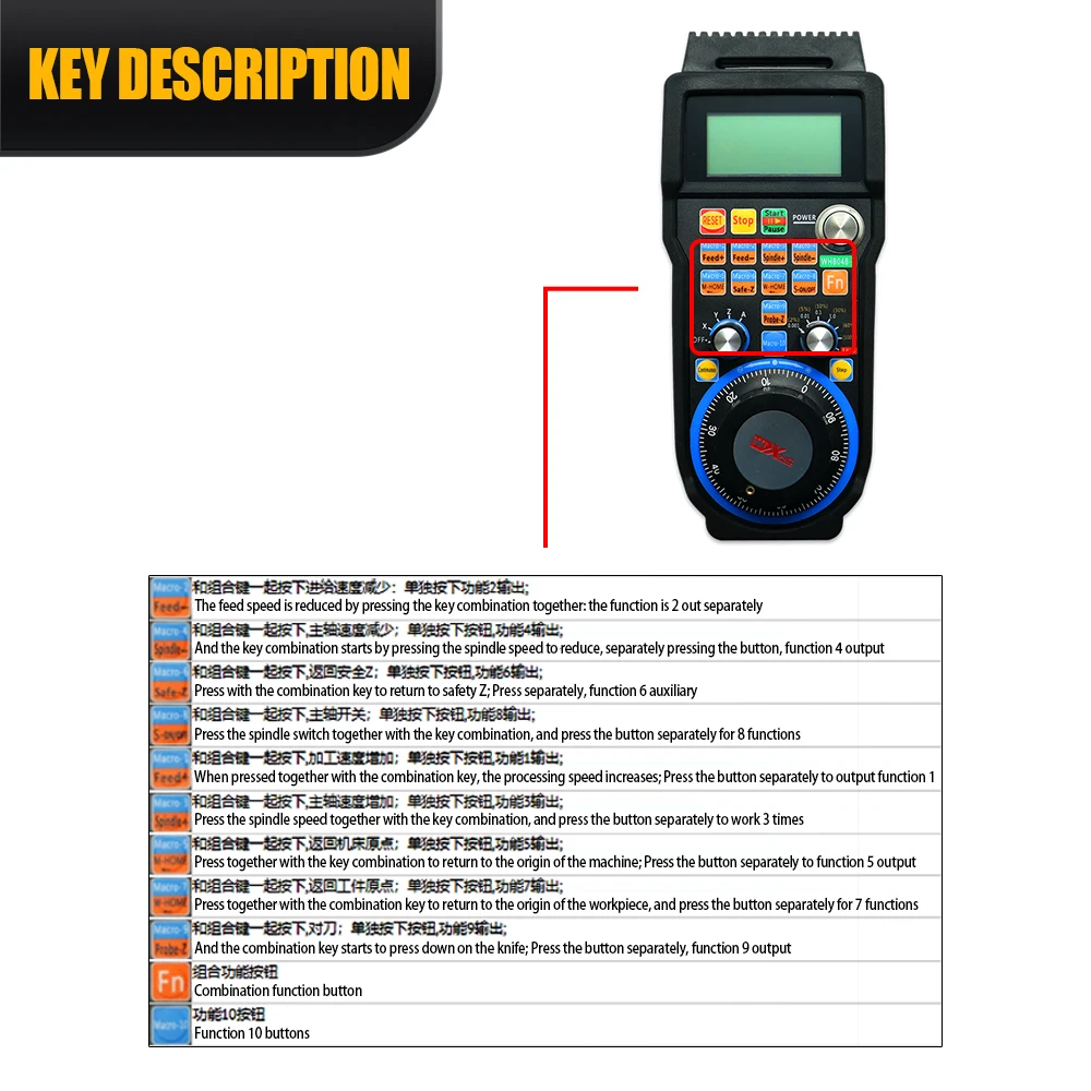 عجلة عقارب سلكية لاسلكية CNC Mach3 عجلة عقارب MPG 4 محاور 6 محاور استقبال USB لآلة الطحن باستخدام الحاسب الآلي