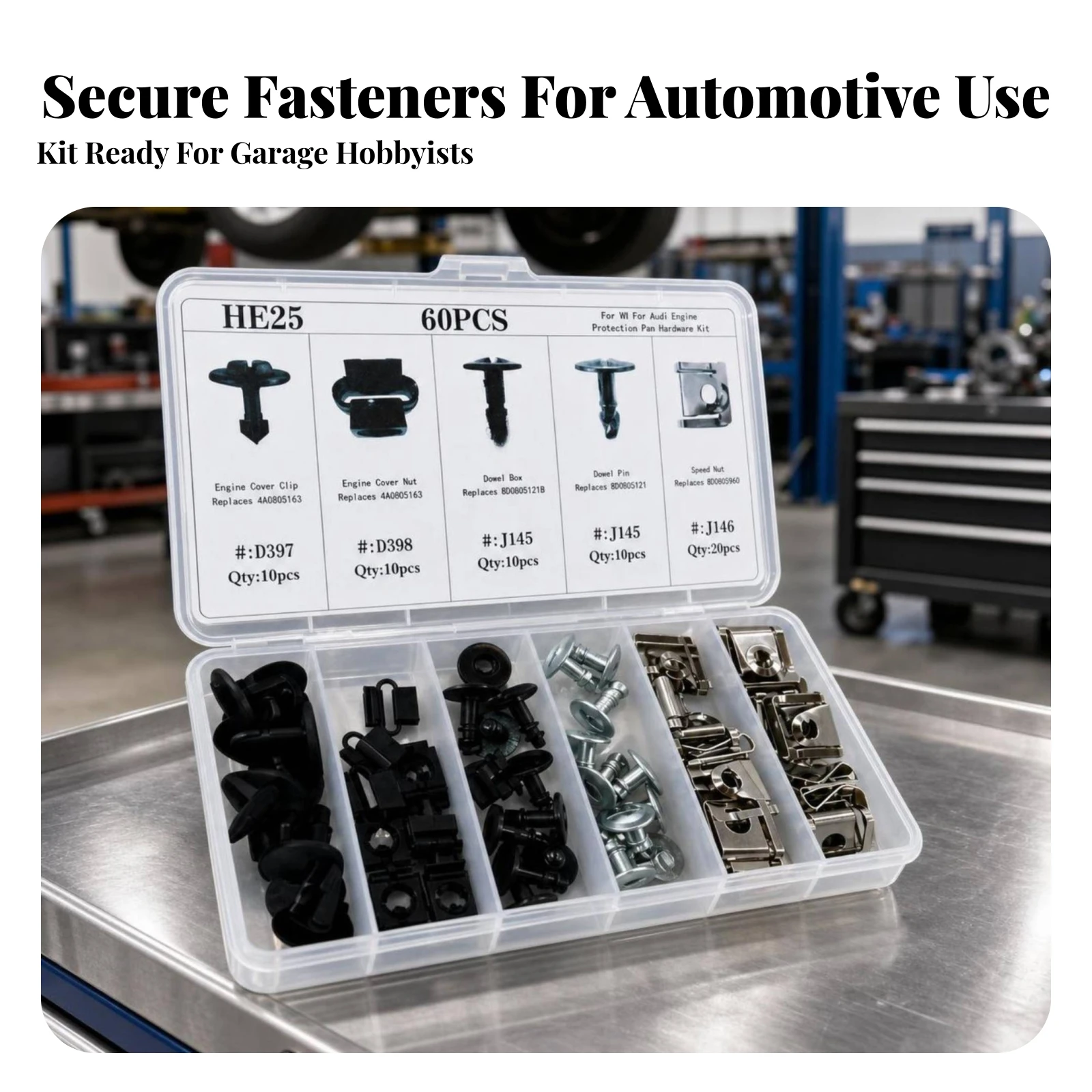 60 Pieces Engine Under Cover Fastener Kit Secure Undertray Clips Engine Cover Clips Practical for DIY Car Owners