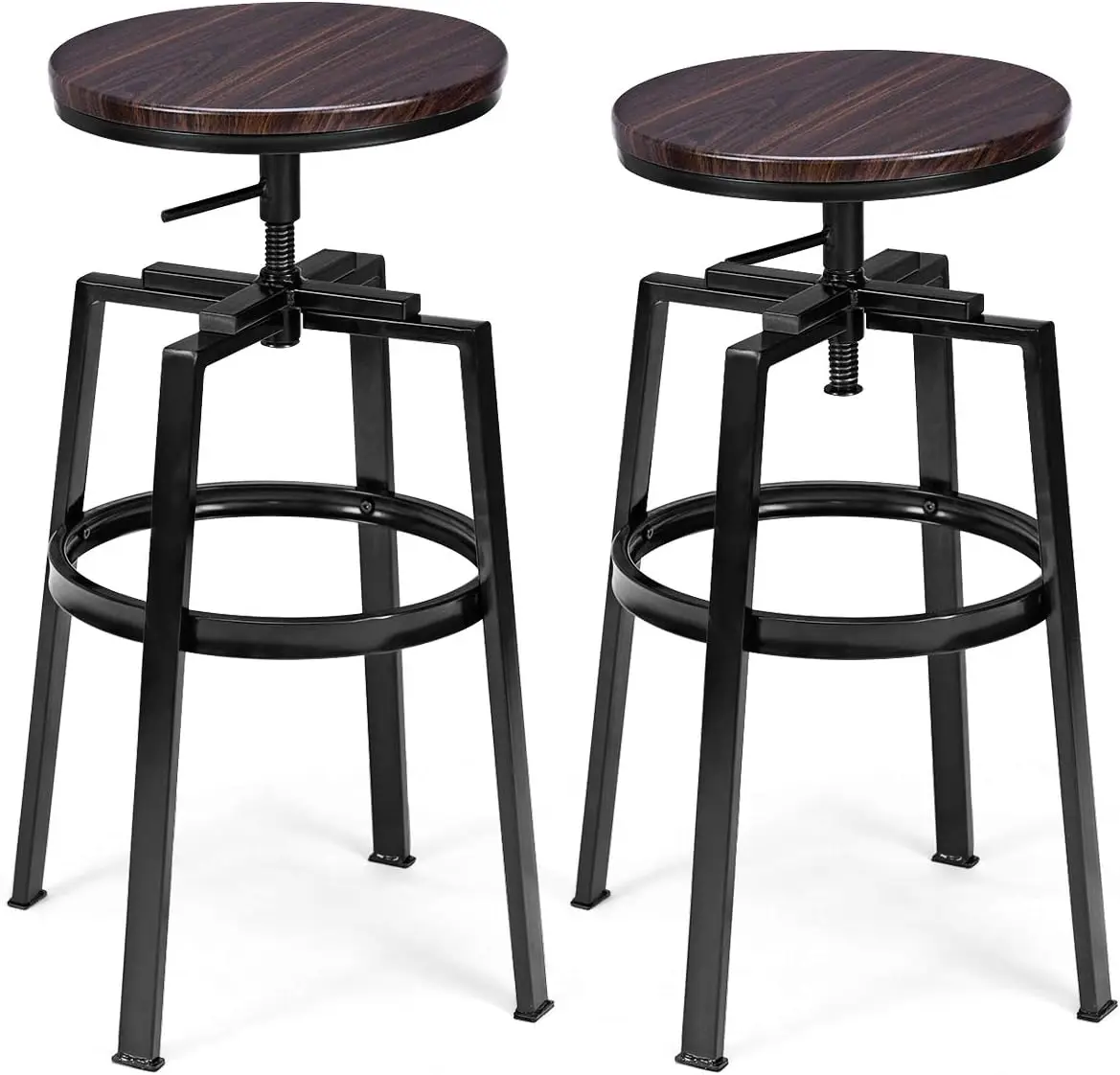 

Counter Height Stools, , Swivel Adjustable, Round Top Pub Bistro Kitchen Dining Side Chair Metal Barstools with Footrest