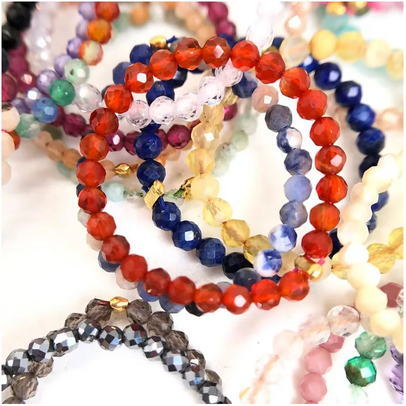 Natural Stone Agate crystal quartz zircon 2mm Multi Faced Bead Ring Jewelry gifts suitable for men and women
