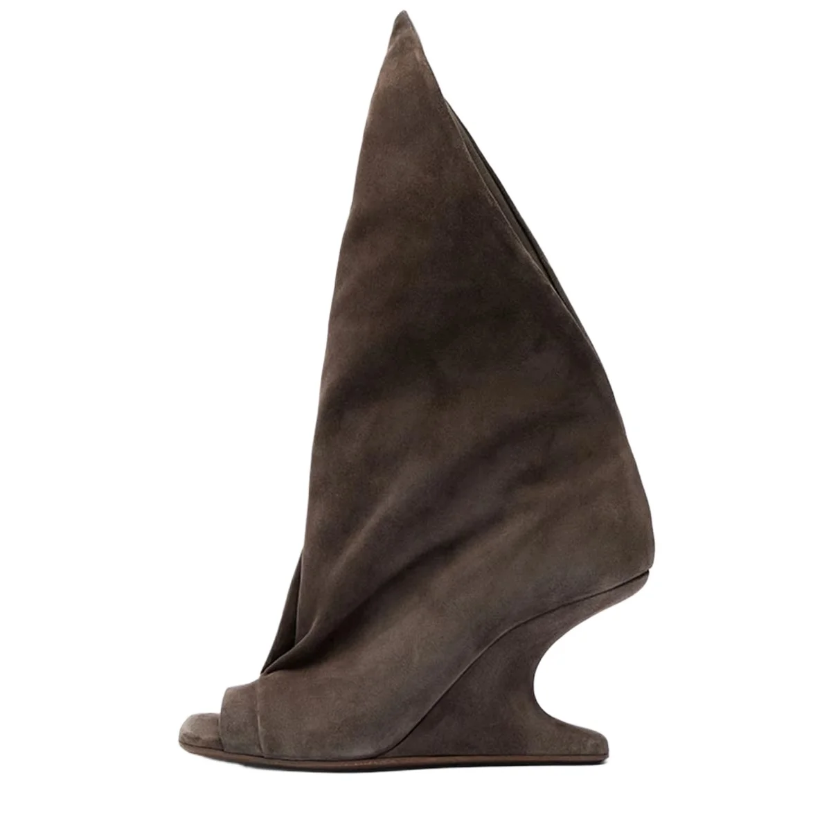 Arden Furtado Summer Brown Suede Peep Toe Boots Square Toe Slip-On Alien Heel Cool Boots Wedges Short Boots Large Size
