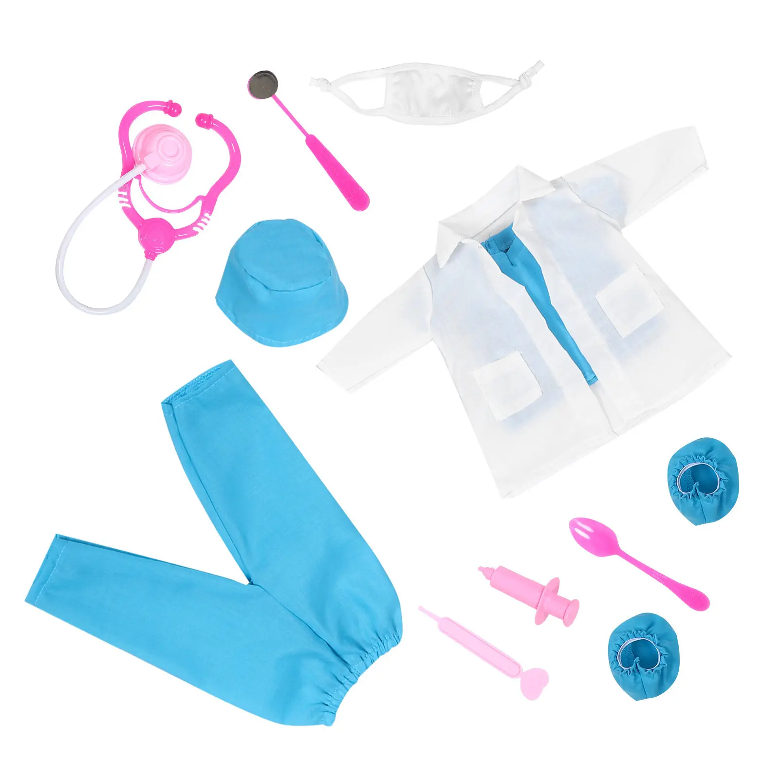 1 set 18-Inch Clothes Nurse Outfit Miniature Coat Accessories Pretend Play Dress-Up Kit For Kids Role-Playing 18-Inch