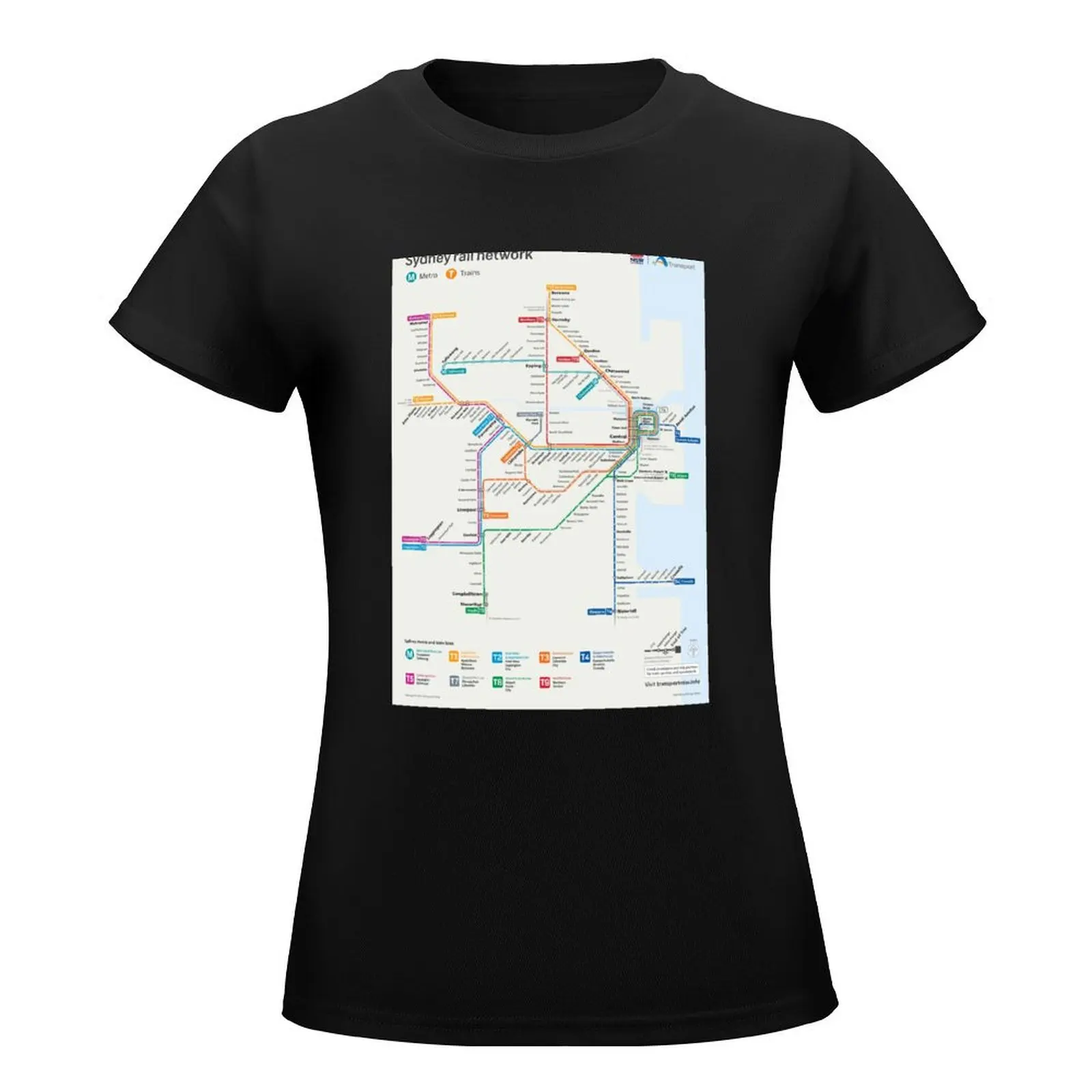 Sydney Trains Map T-Shirt quick drying plain t shirt dress Women