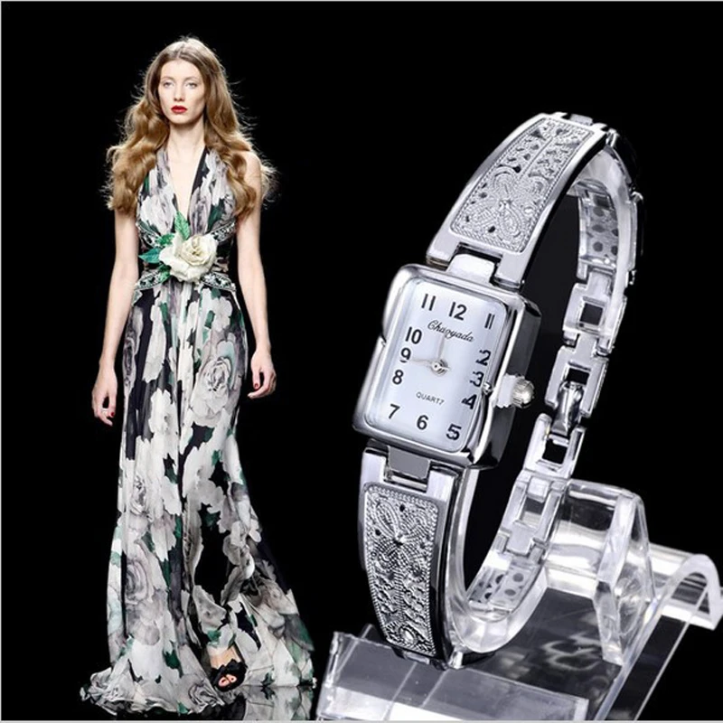 Reloj de pulsera para mujer, ligero, de lujo, con estampado de moda, estilo romano real, cuadrado dorado, accesorios de relojes de cuarzo a la moda