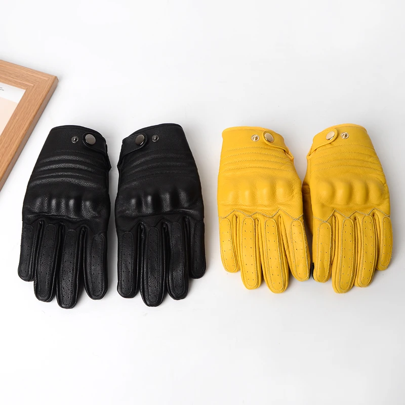 

Leather Motorcycle Gloves Men's Vintage Four Seasons Harley Riding Knight Equipment Genuine Leather Women's Couples Autumn Wi...
