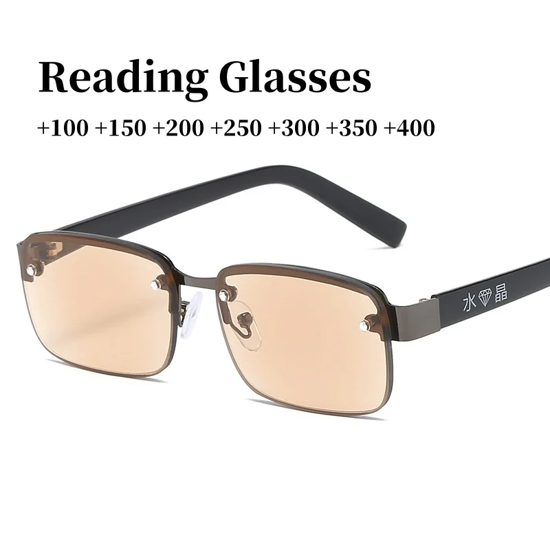 High-quality Half-frame Reading Glasses for Mens Natural Original Stone Presbyopia Glasses очки для чтения мужские +2.0