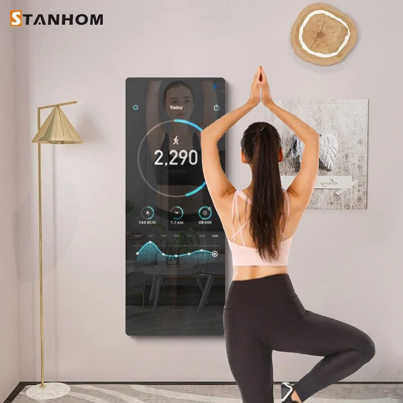 STANHOM Custom Hotel Home Gym Workout Yoga 32'' 43'' Android Touch Screen Smart Fitness Mirror