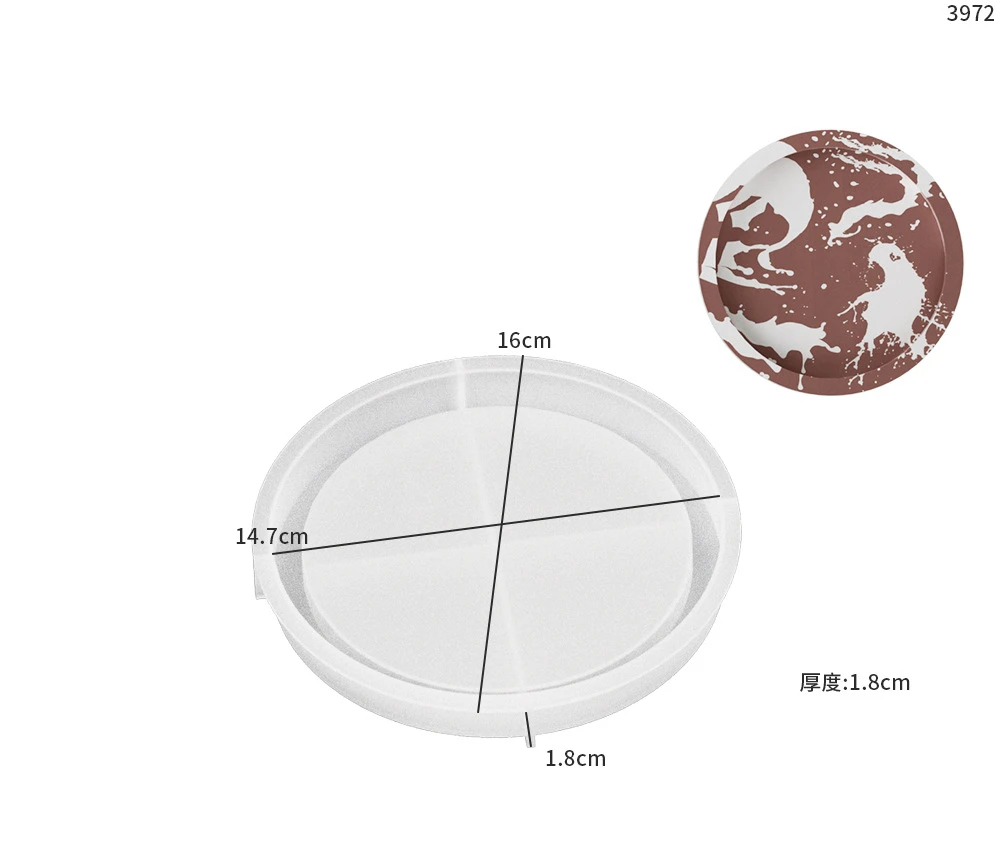 Large Round Serving Tray Mold with Edges for DIY